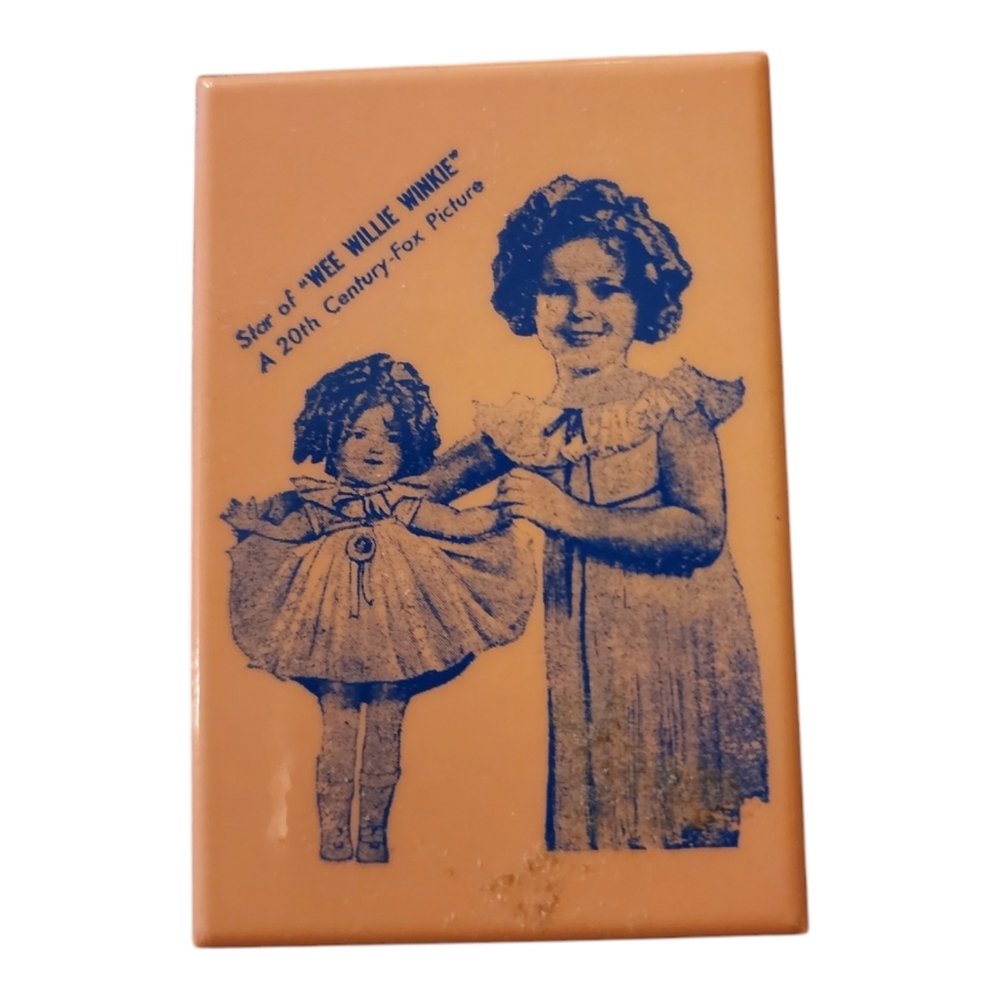 Vintage Shirley Temple Hand Mirror Pink Doll Wee Willie Winkie Star Advertising